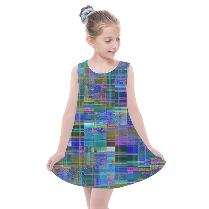 Glitch Chaos Print Kids  Summer Dress