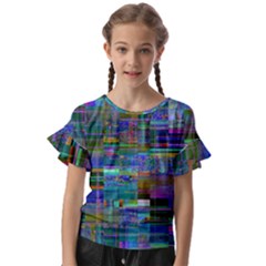 Glitch Chaos Print Kids  Cut Out Flutter Sleeves by dflcprintsclothing