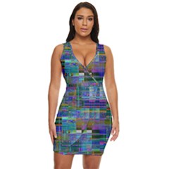 Glitch Chaos Print Draped Bodycon Dress by dflcprintsclothing