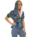 Glitch Chaos Print Lightweight Drawstring Hooded Top View3