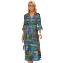 Glitch Chaos Print Midsummer Wrap Dress