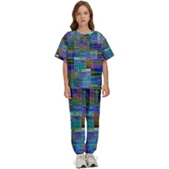 Glitch Chaos Print Kids  T-shirt And Pants Sports Set