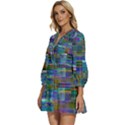 Glitch Chaos Print V-Neck Placket Mini Dress View2