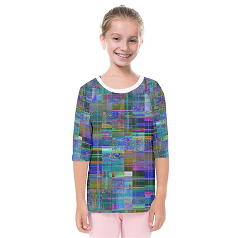 Glitch Chaos Print Kids  Quarter Sleeve Raglan T-shirt by dflcprintsclothing