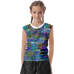 Glitch Chaos Print Kids  Raglan Cap Sleeve T-shirt