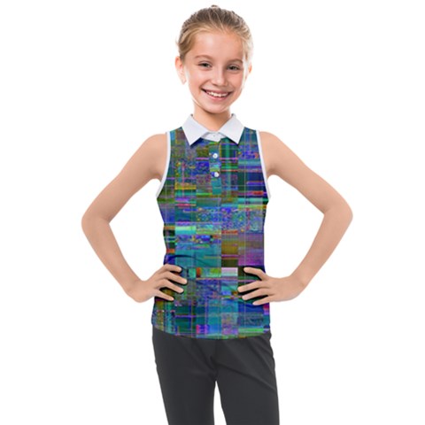 Glitch Chaos Print Kids  Sleeveless Polo T-shirt by dflcprintsclothing