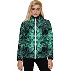 Loomney Universe Green Jpg Women s Hooded Quilted Jacket