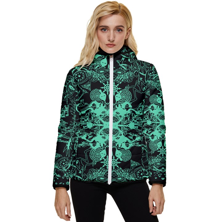 Loomney universe green.jpg Women s Hooded Quilted Jacket