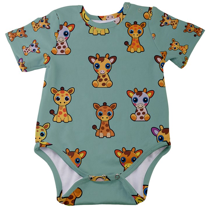 Baby Giraffe Themed Design Baby Short Sleeve Bodysuit