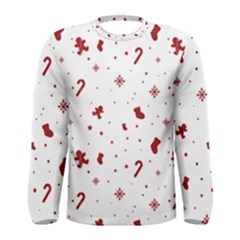 Christmas Xmas Holiday Pattern Background Men s Long Sleeve T-shirt