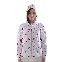 Christmas Xmas Holiday Pattern Background Women s Hooded Windbreaker