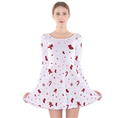 Christmas Xmas Holiday Pattern Background Long Sleeve Velvet Skater Dress