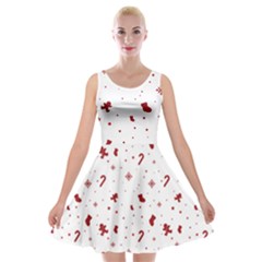 Christmas Xmas Holiday Pattern Background Velvet Skater Dress