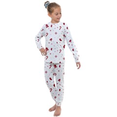 Christmas Xmas Holiday Pattern Background Kids  Long Sleeve Set 