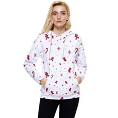 Christmas Xmas Holiday Pattern Background Women s Lightweight Drawstring Hoodie