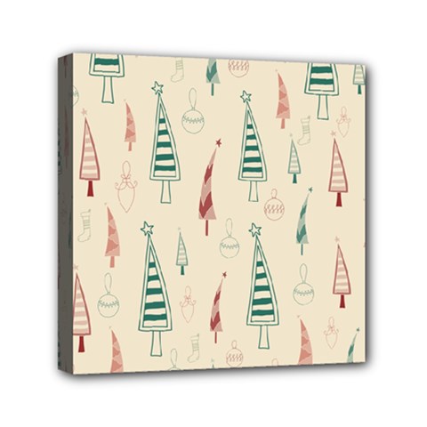 Trees Christmas Holiday Pattern Mini Canvas 6  X 6  (stretched) by Paksenen