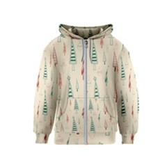 Trees Christmas Holiday Pattern Kids  Zipper Hoodie