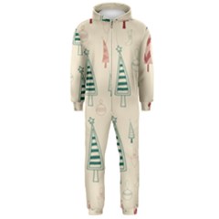 Trees Christmas Holiday Pattern Hooded Jumpsuit (men)