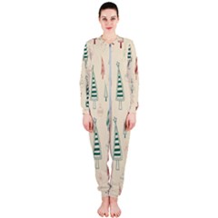 Trees Christmas Holiday Pattern Onepiece Jumpsuit (ladies)