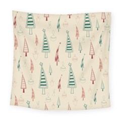 Trees Christmas Holiday Pattern Square Tapestry (large)