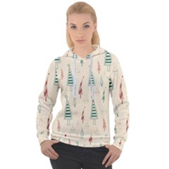 Trees Christmas Holiday Pattern Women s Overhead Hoodie