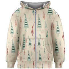 Trees Christmas Holiday Pattern Kids  Zipper Hoodie Without Drawstring