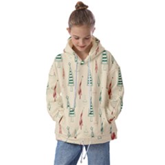 Trees Christmas Holiday Pattern Kids  Oversized Hoodie by Paksenen