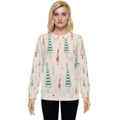 Trees Christmas Holiday Pattern Hidden Pocket Sweatshirt