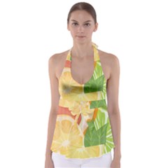 Citrus Fruit Healthy Vitamin Tie Back Tankini Top by Paksenen