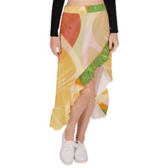 Citrus Fruit Healthy Vitamin Asymmetrical Ruffle Hem Skirt  by Paksenen