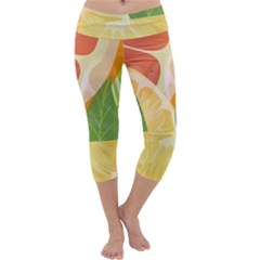 Citrus Fruit Healthy Vitamin Capri Yoga Leggings by Paksenen