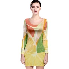 Citrus Fruit Healthy Vitamin Long Sleeve Velvet Bodycon Dress