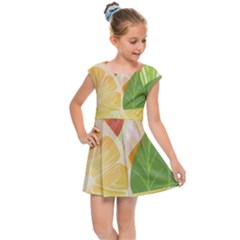 Citrus Fruit Healthy Vitamin Kids  Cap Sleeve Dress by Paksenen