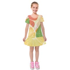 Citrus Fruit Healthy Vitamin Kids  Short Sleeve Velvet Dress by Paksenen