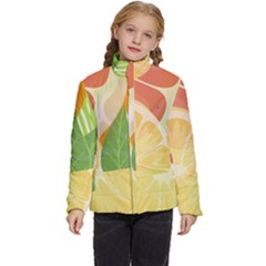 Citrus Fruit Healthy Vitamin Kids  Puffer Bubble Jacket Coat by Paksenen