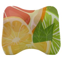 Citrus Fruit Healthy Vitamin Velour Head Support Cushion by Paksenen