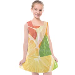 Citrus Fruit Healthy Vitamin Kids  Cross Back Dress by Paksenen