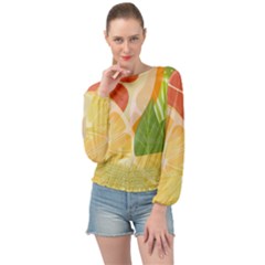 Citrus Fruit Healthy Vitamin Banded Bottom Chiffon Top by Paksenen