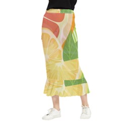 Citrus Fruit Healthy Vitamin Maxi Fishtail Chiffon Skirt by Paksenen