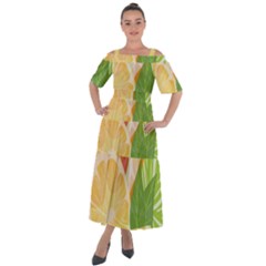 Citrus Fruit Healthy Vitamin Shoulder Straps Boho Maxi Dress  by Paksenen