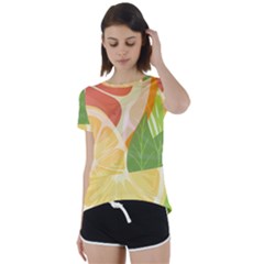 Citrus Fruit Healthy Vitamin Short Sleeve Open Back T-shirt by Paksenen