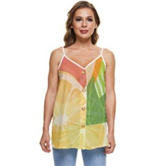 Citrus Fruit Healthy Vitamin Casual Spaghetti Strap Chiffon Top by Paksenen