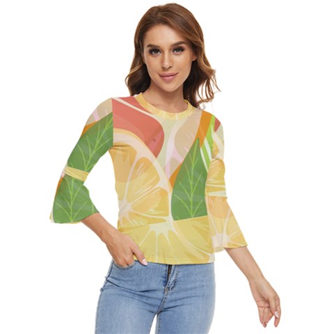 Citrus Fruit Healthy Vitamin Bell Sleeve Top by Paksenen