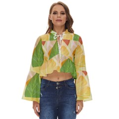 Citrus Fruit Healthy Vitamin Boho Long Bell Sleeve Top by Paksenen