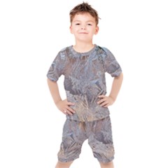 Window Pattern Winter Frost Kids  T-shirt And Shorts Set by Paksenen