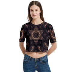 Bronze Age Mandala Women s Round Neck Short Sleeve Crop Top