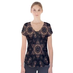 Bronze Age Mandala Short Sleeve Front Detail Top by MRNStudios