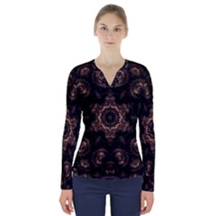 Bronze Age Mandala V-neck Long Sleeve Top