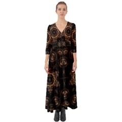 Bronze Age Mandala Button Up Boho Maxi Dress