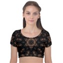 Bronze Age Mandala Velvet Short Sleeve Crop Top  View1